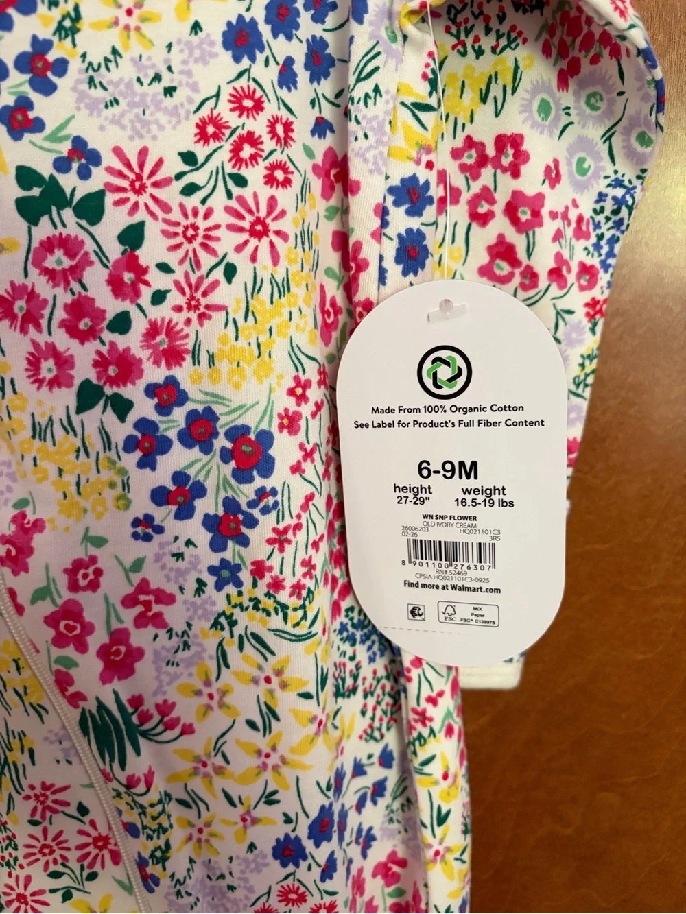 2 Baby Girl’s Zip Up Footed Sleep N Play Pajamas 100% Organic Cotton NWT 6-9M